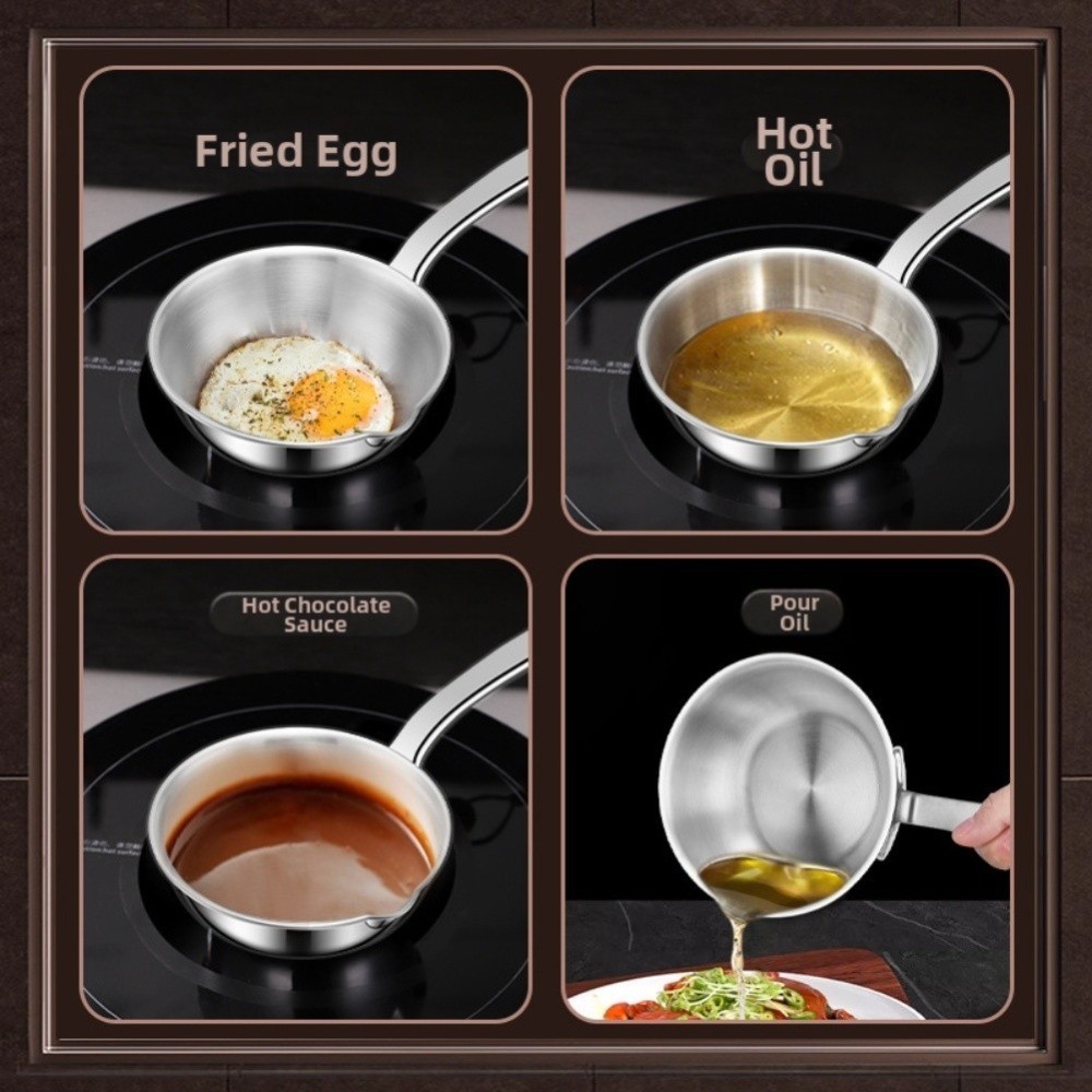 New Mini Frying Pan 304 Stainless Steel Small Omelet Pan With Pouring Spout