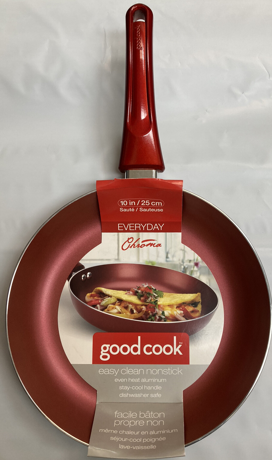 CHROMA Goodcook Red Nonstick Aluminum Dishwasher Safe 10″ Sauté Fry Pan