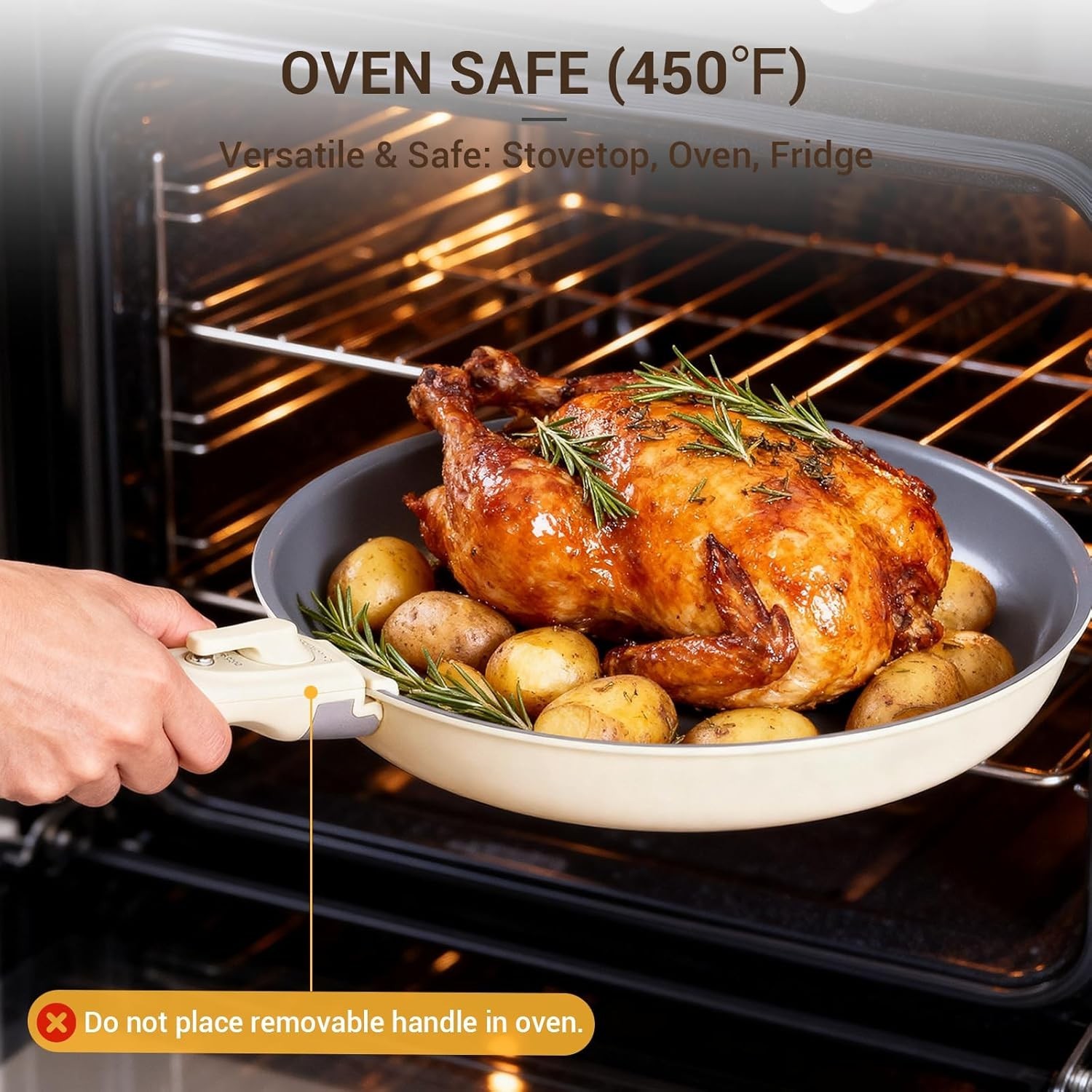 Ceramic Pots and Pans Set Non Stick, Non Toxic Cookware Set with Removable Ha…