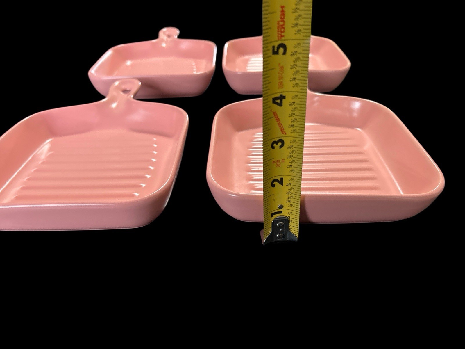 Square Griddle Pan W Handle Lot Oven & Microwave Safe Serve Ware Set Pink 4 New