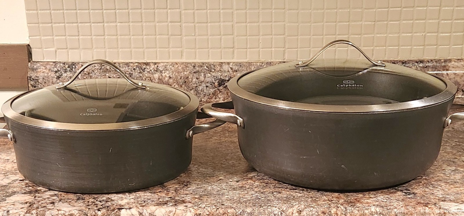 Lot x 2 Calphalon 5 Qt & 8.5 Qt Hard Anodized Dutch Oven Stock Pot