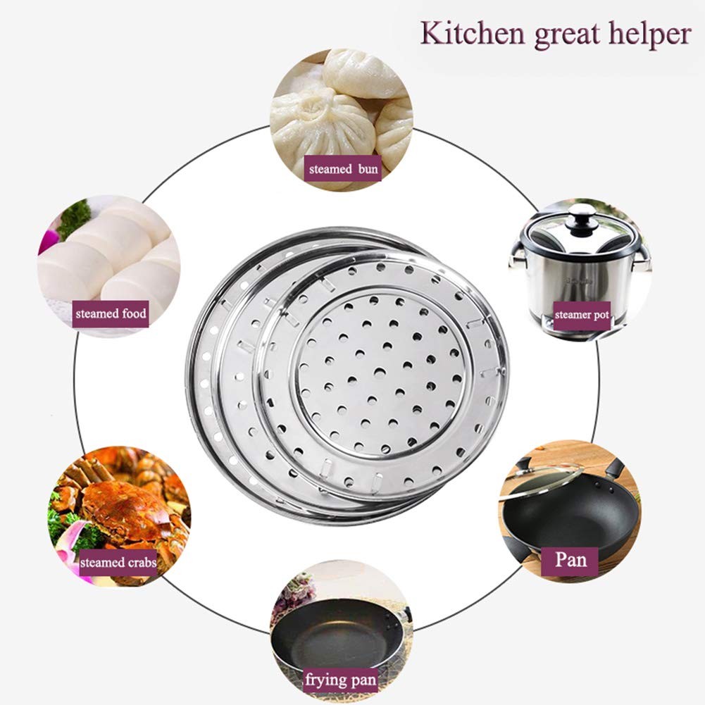 NRDBEEE Round Stainless Steel Rack 7.6″ 8.5″ 9.33″ Inch Diameter Steaming Sta…