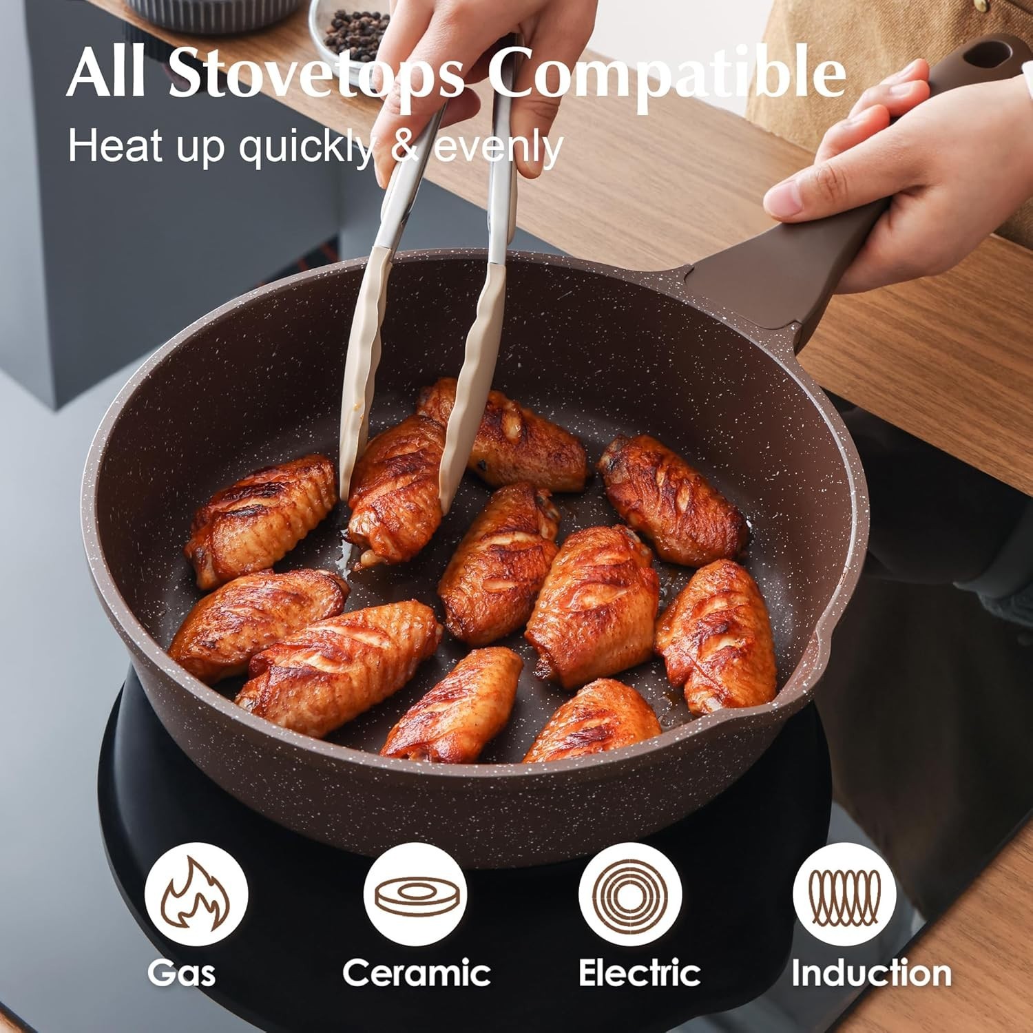Healthy 13-Piece Nonstick Cookware Set with Bakelite Handles & Silicone Utensils