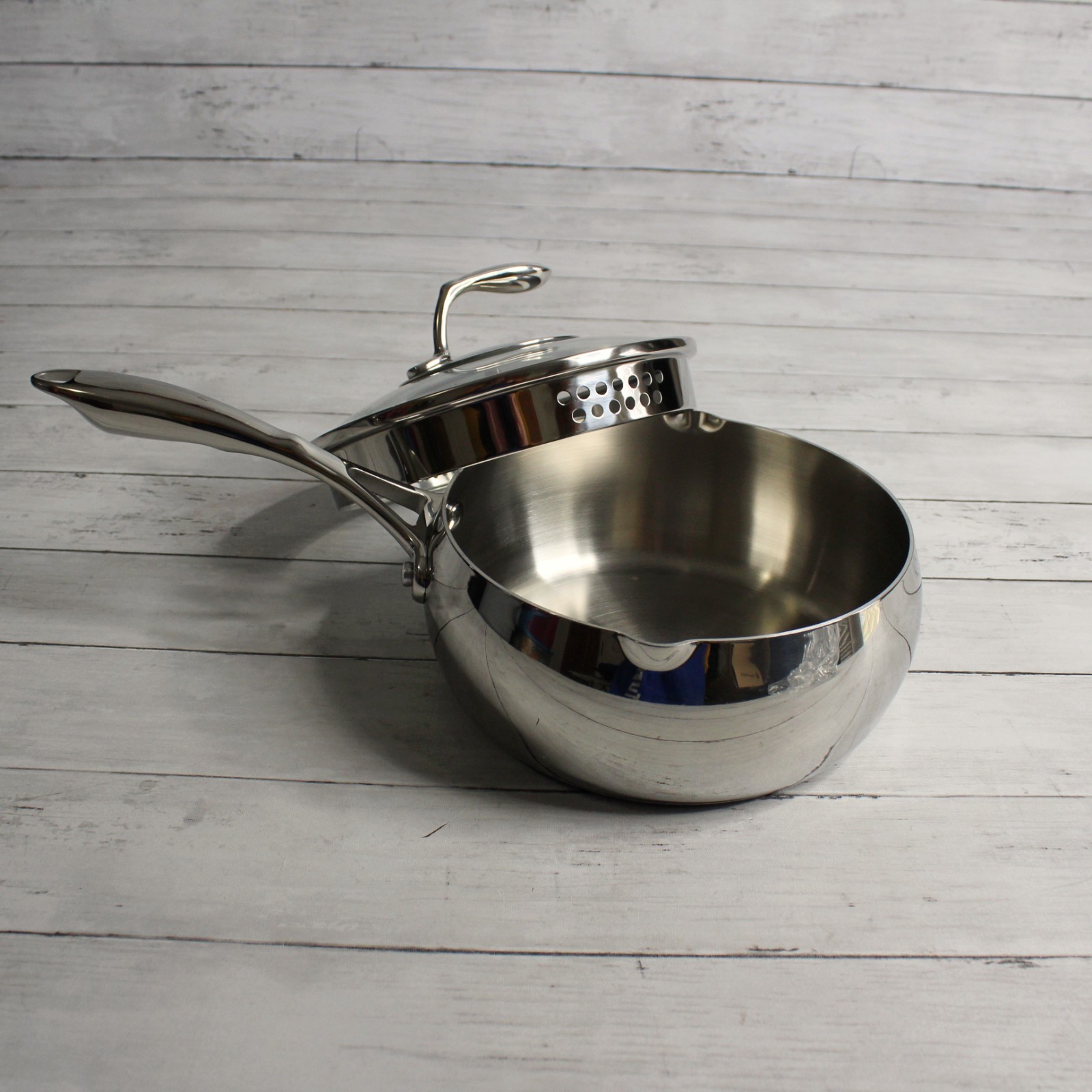Tupperware Chef Series Stainless Steel 3 Qt Sauce Pan Glass Steamer Lid Cover