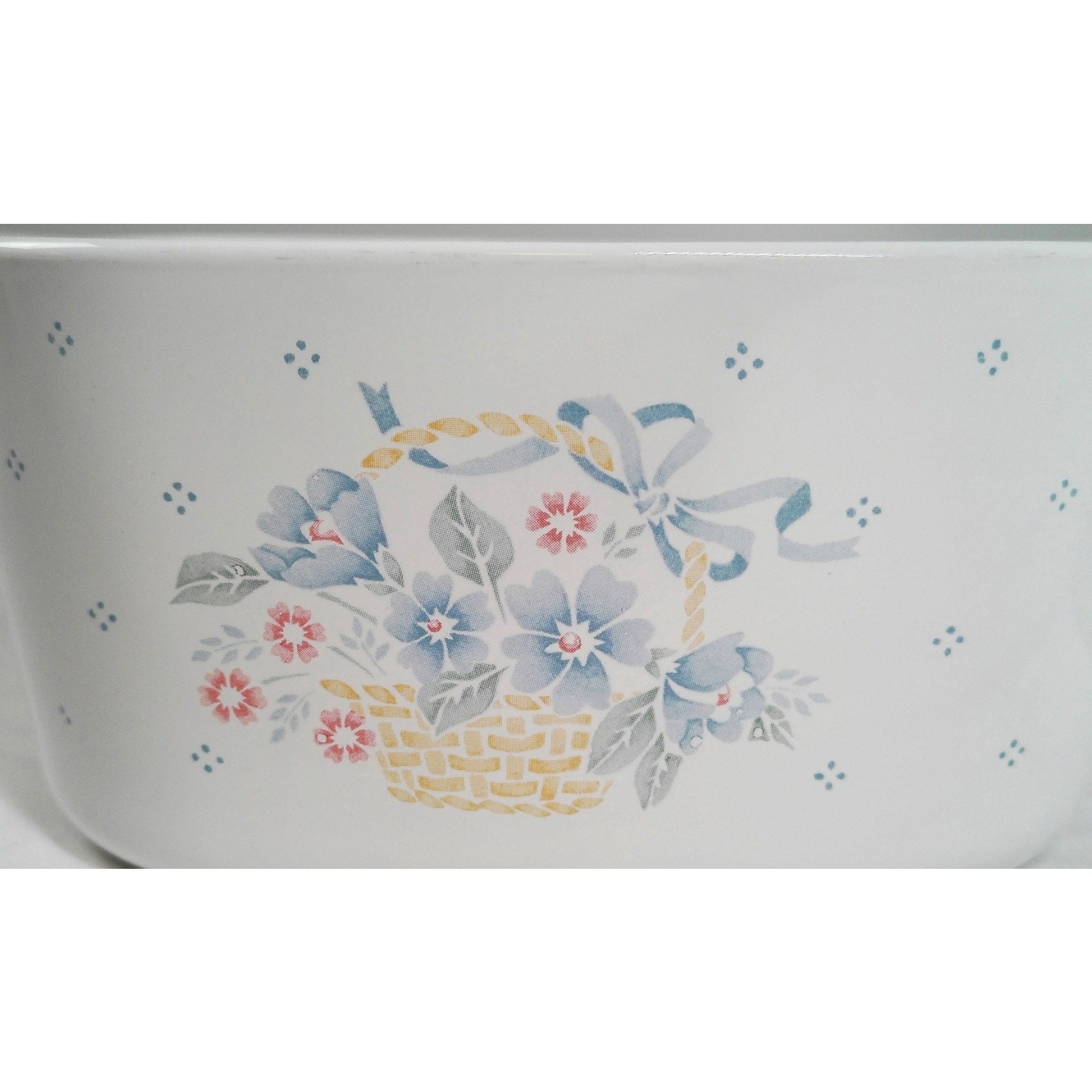 Corning Ware Blue Floral Basket 2L & 3L Casserole Dishes w 1 Lid Vintage Set