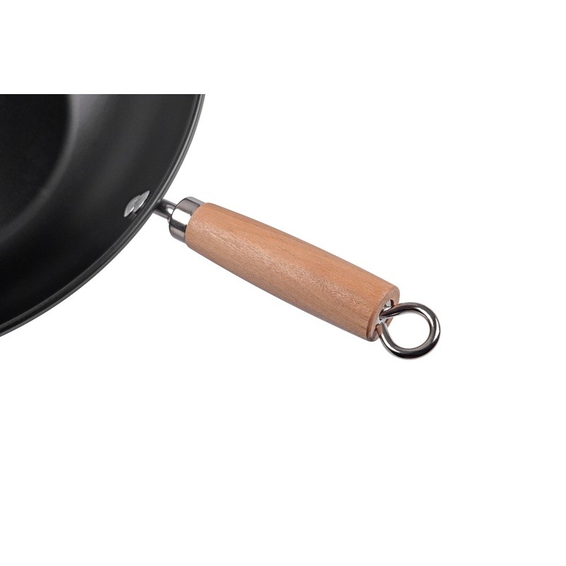 Non-Stick Carbon Steel Wok 13.75 Inch Easy Clean Versatile Kitchen Cookware New