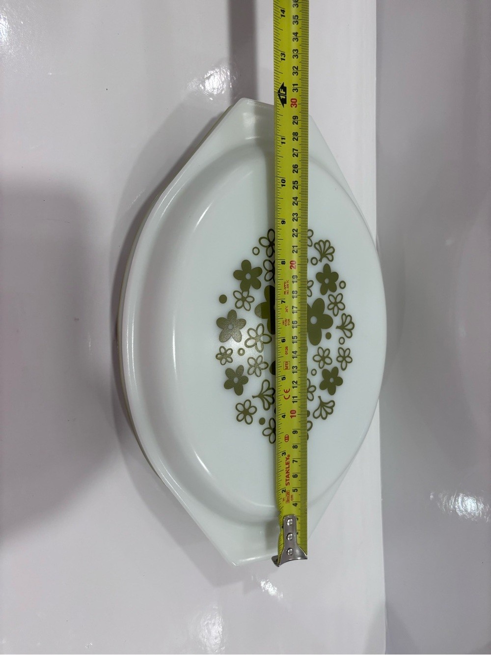 Vintage Pyrex 082 spring blossom green crazy daisy 1qt divided casserole w lid