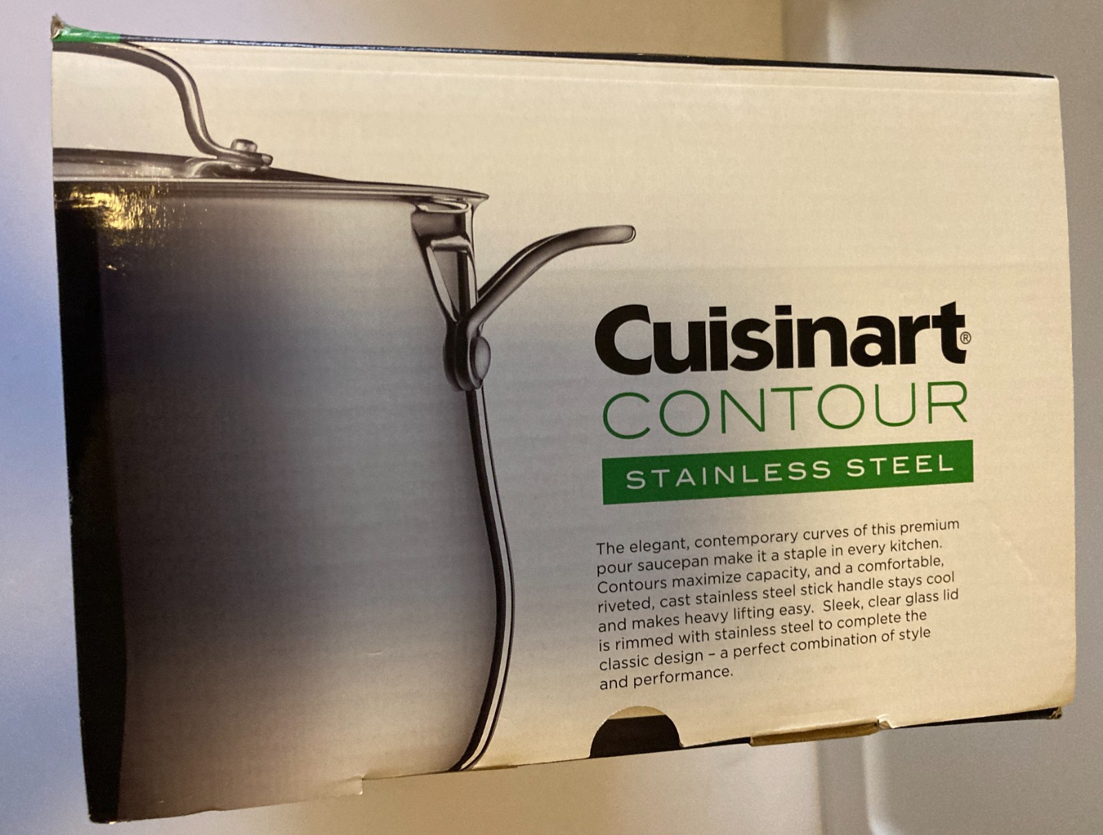 Cuisinart Contour Stainless Steel 2 Qt Pour Saucepan with Cover Brand New