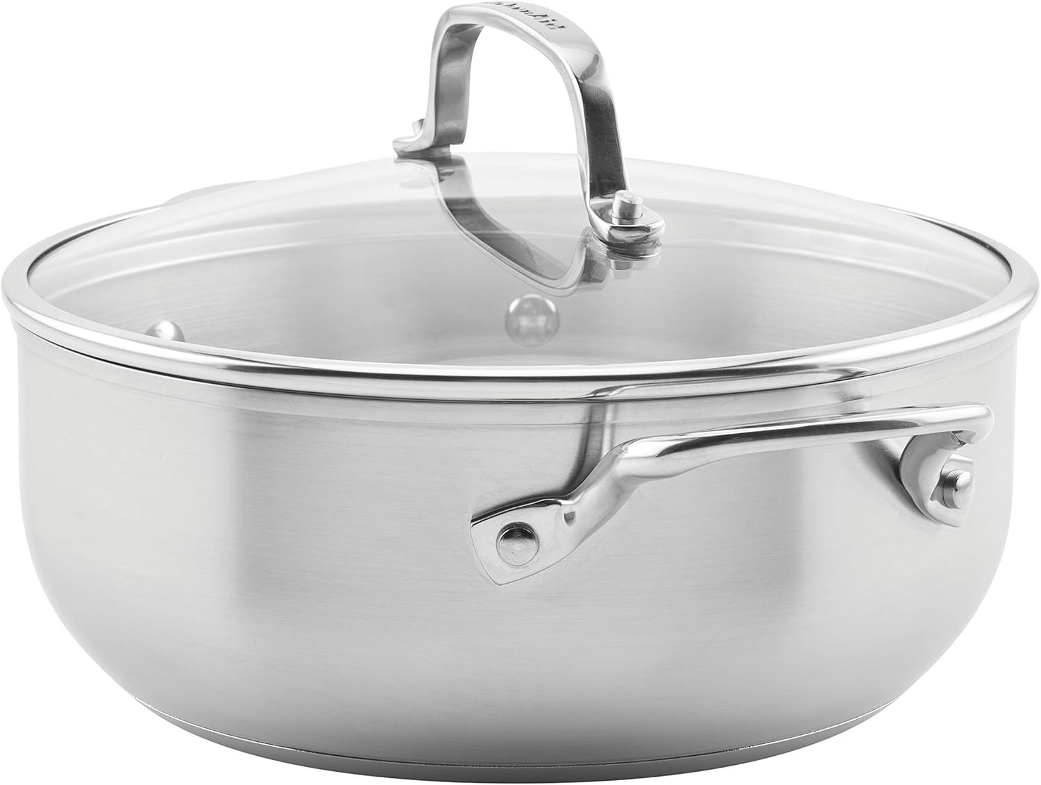 4QT Stainless Steel Induction Casserole Pot with Lid 3 Ply Base