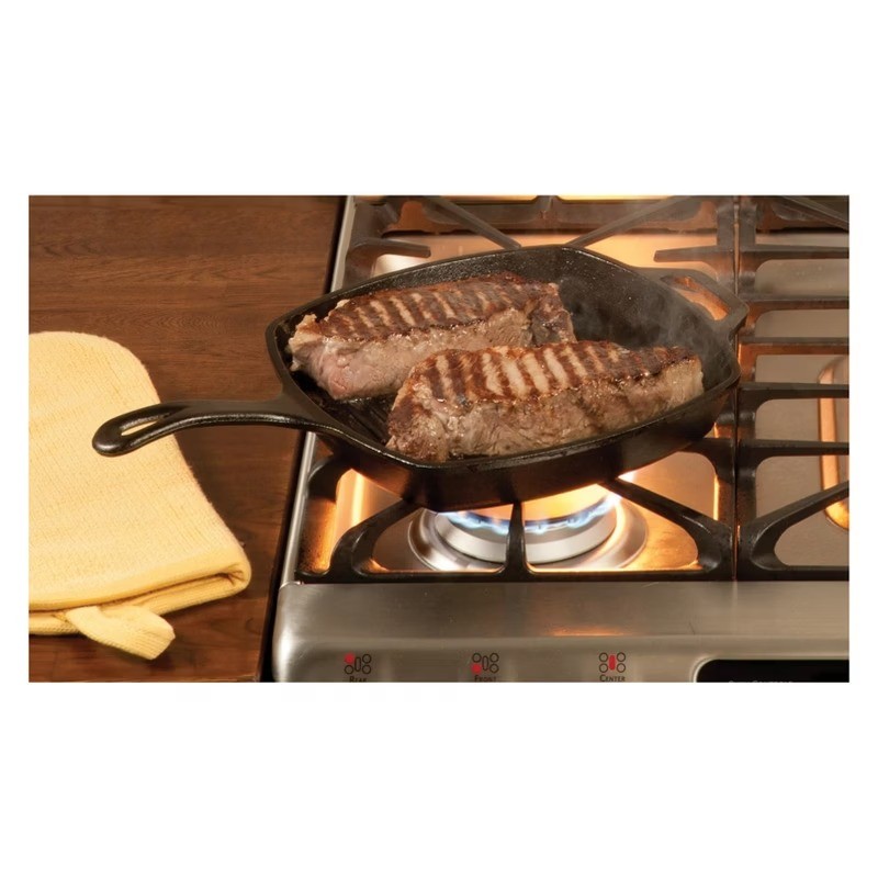 10.5″ Cast Iron Square Grill Pan, Preseasoned, Nonstick, Induction & Oven Safe