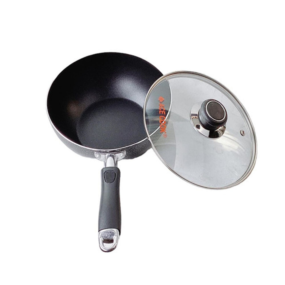 Nonstick Coating Deep Frying Pan Saute Pan with Lid,9.5″ Fry Pan, Plastic Handle