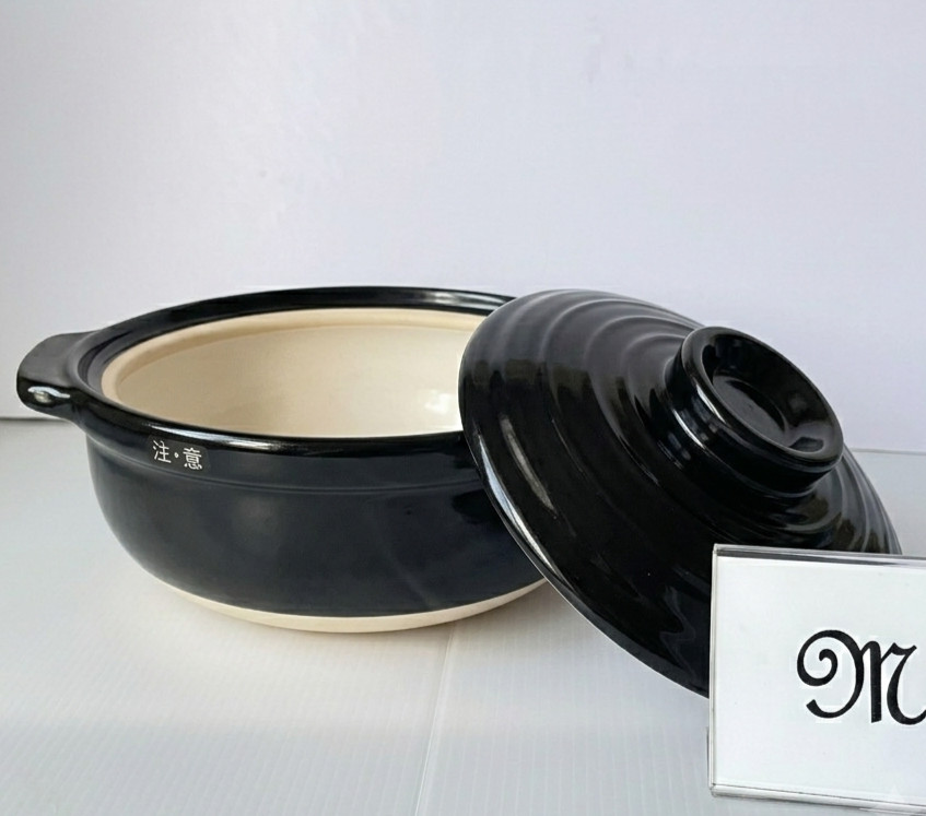 IGA ware Japanese DONABE Earthen Pot KUROYU 1.8L 8-go 2-3 ppl Handcraft Pottery