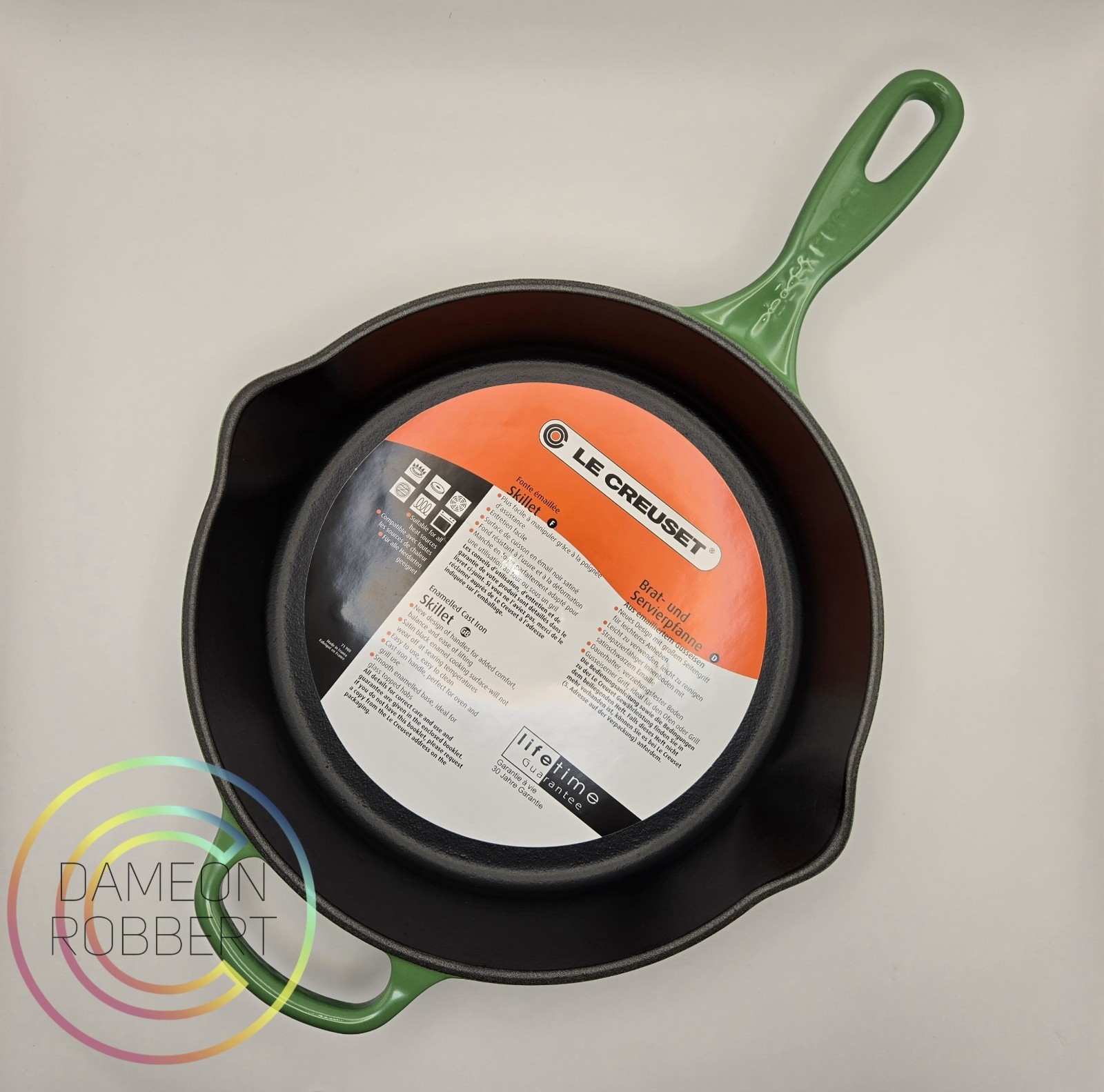 Le Creuset #26 10.25″ Signature Deep Skillet 🟢 Bamboo🟢 NIB W/FREE LC GIFT!🎁