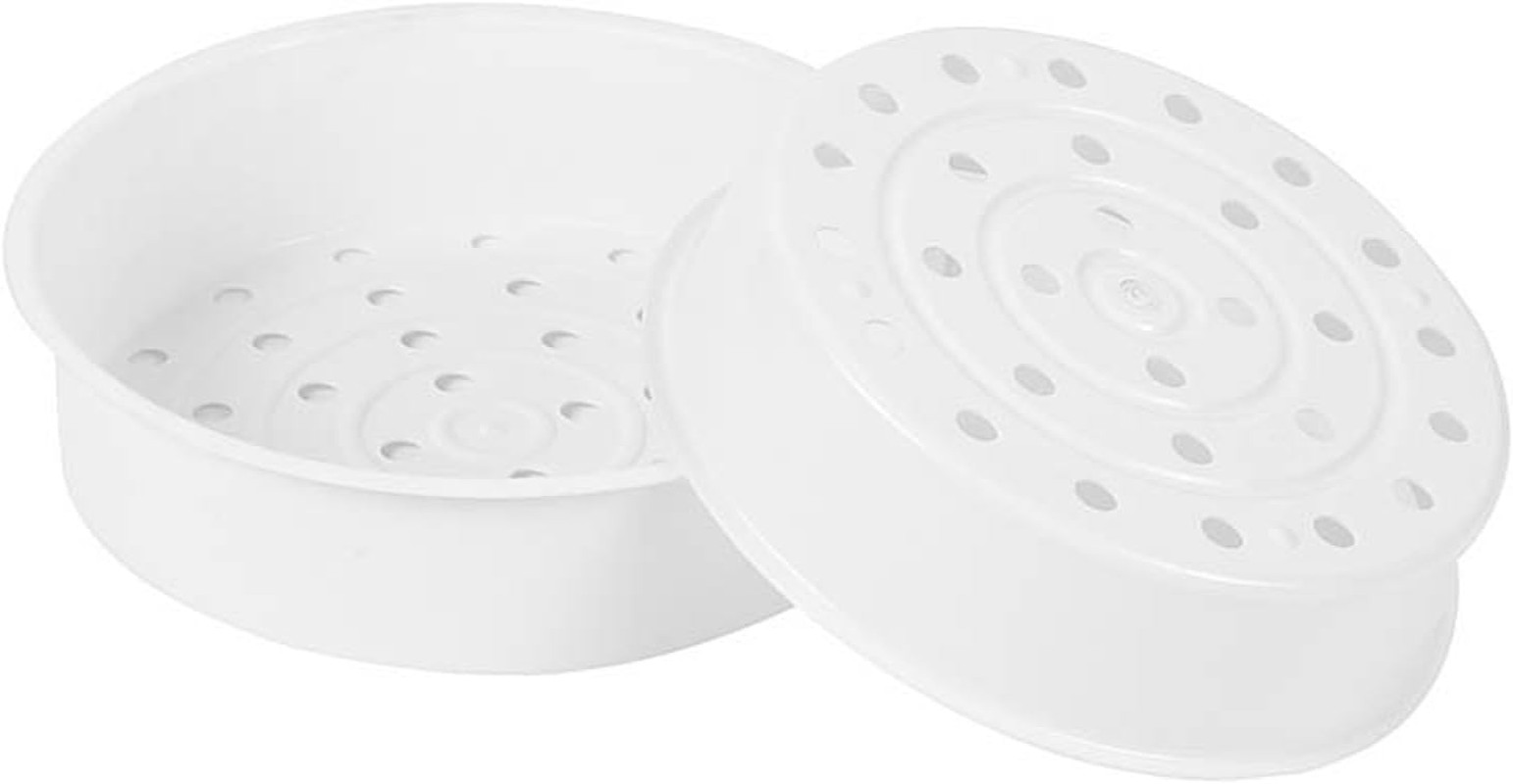 Plastic Steamer Basket Set of 2 for Rice Cooker Pots Vegetables Dumplings White