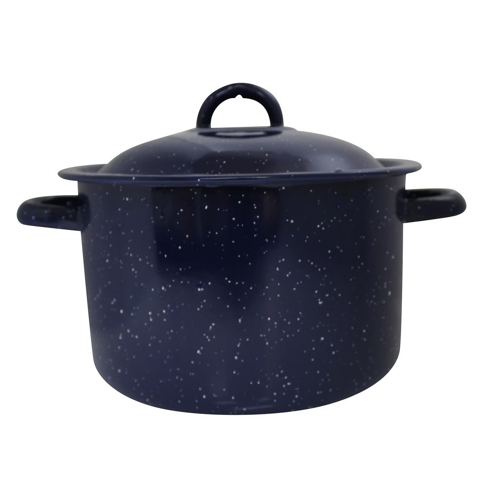 Large 6.0 Quart Blue Enameled Cast Iron Dutch Oven Stock Pot