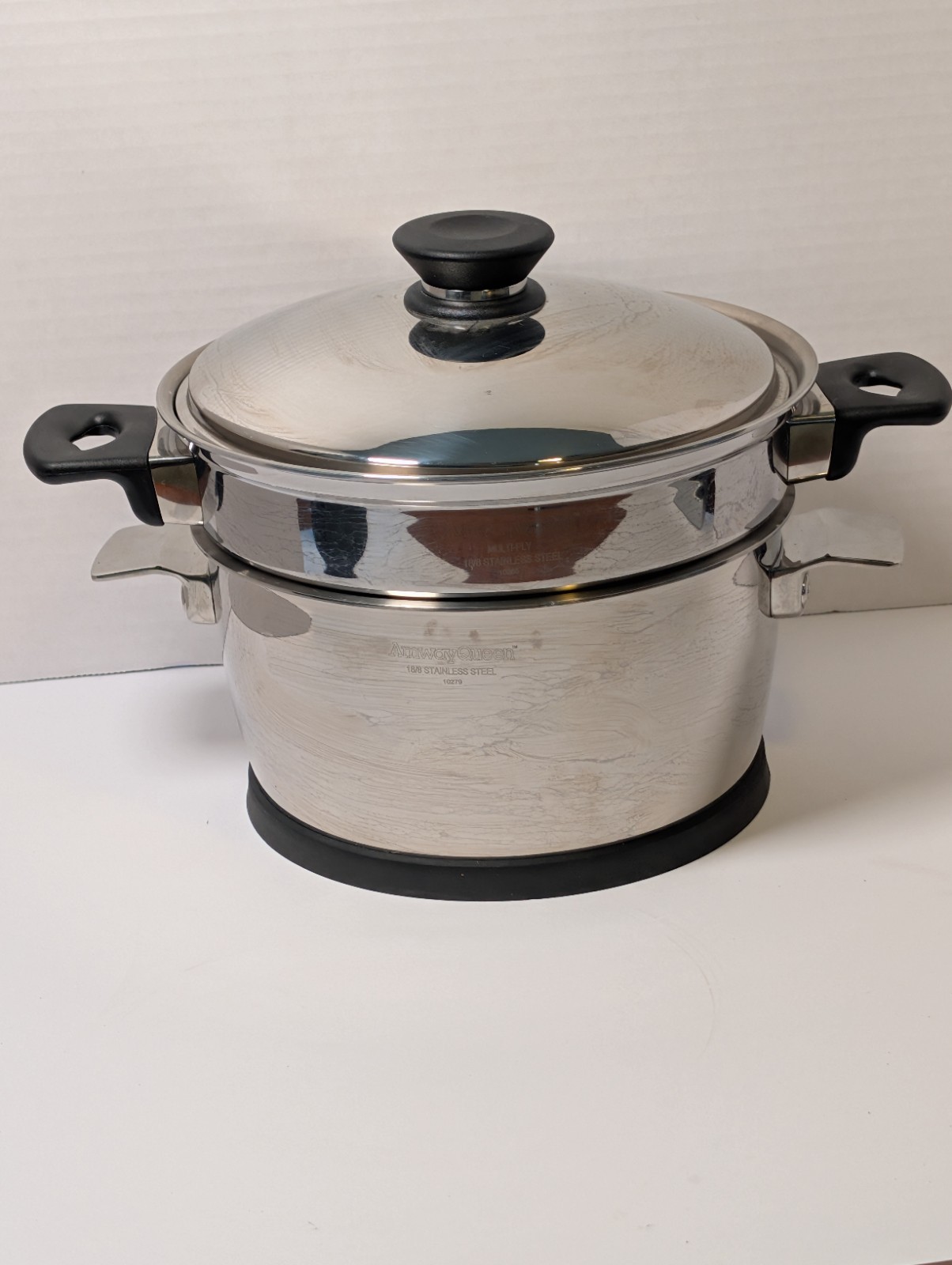 Vintage Amway Queen 18/8 Stainless Steel Pot Steamer Set W/Lids Multi-Ply