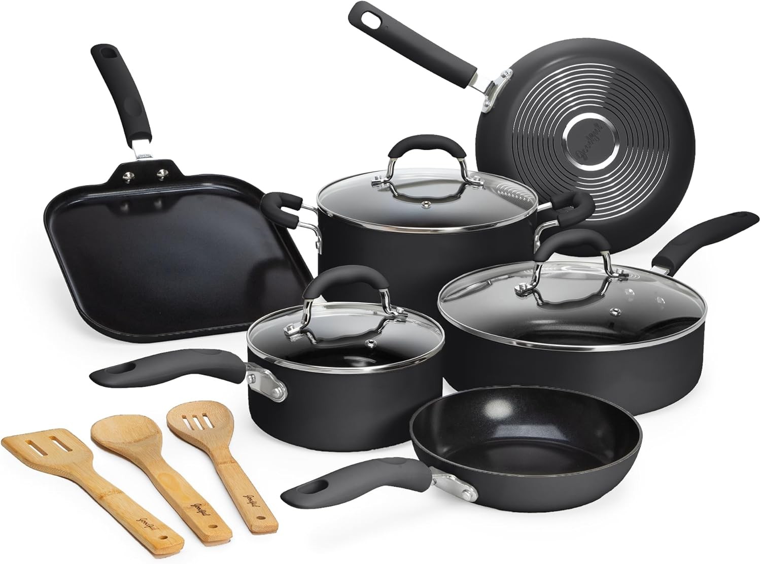 Goodful Ceramic Nonstick Pots and Pans Set, Premium Ceramic Coating Made without