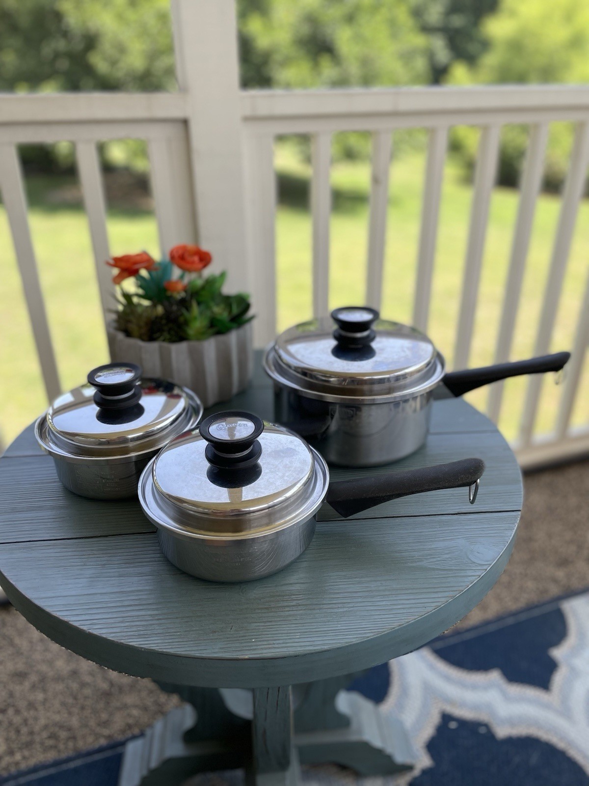 Amway Queen Multi-Ply 18/8 Stainless Vintage Cookware Set USA 3Lot Pots/Pans/Lid