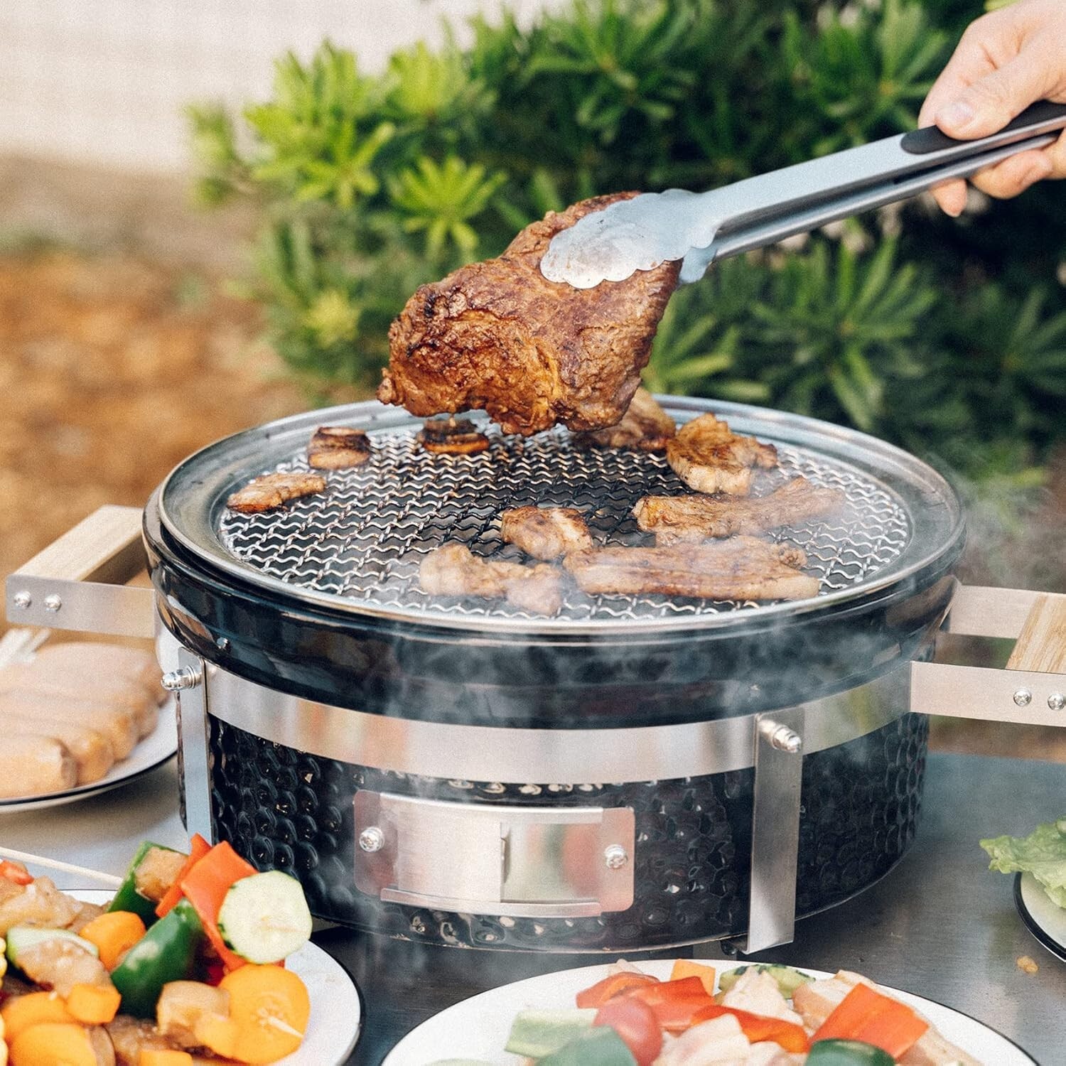Onlyfire Charcoal BBQ Grill Hibachi Grill with Grid Lifter, Portable Yakitori