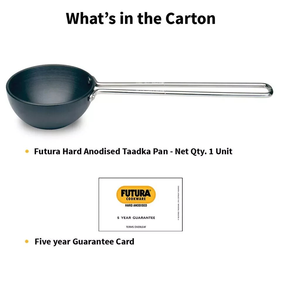 Futura Hard Anodised Fry Pan/Tadka Pan 1 Cup 10cm Spice Heating Pan Cookware