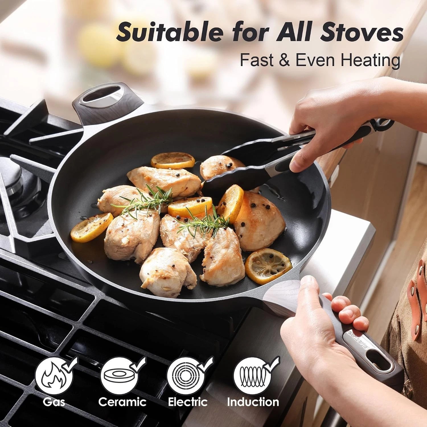Nonstick Frying Pan Skillet 12.5Inch Large Non Stick Omelette Pans with Ergon…