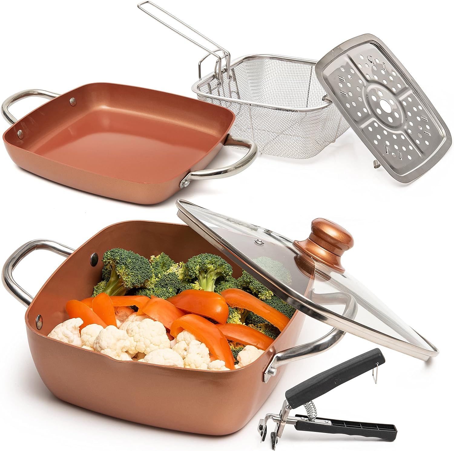 Copper 6-Piece Chef Cookware Set, Non-Stick, Oven & Dishwasher Safe