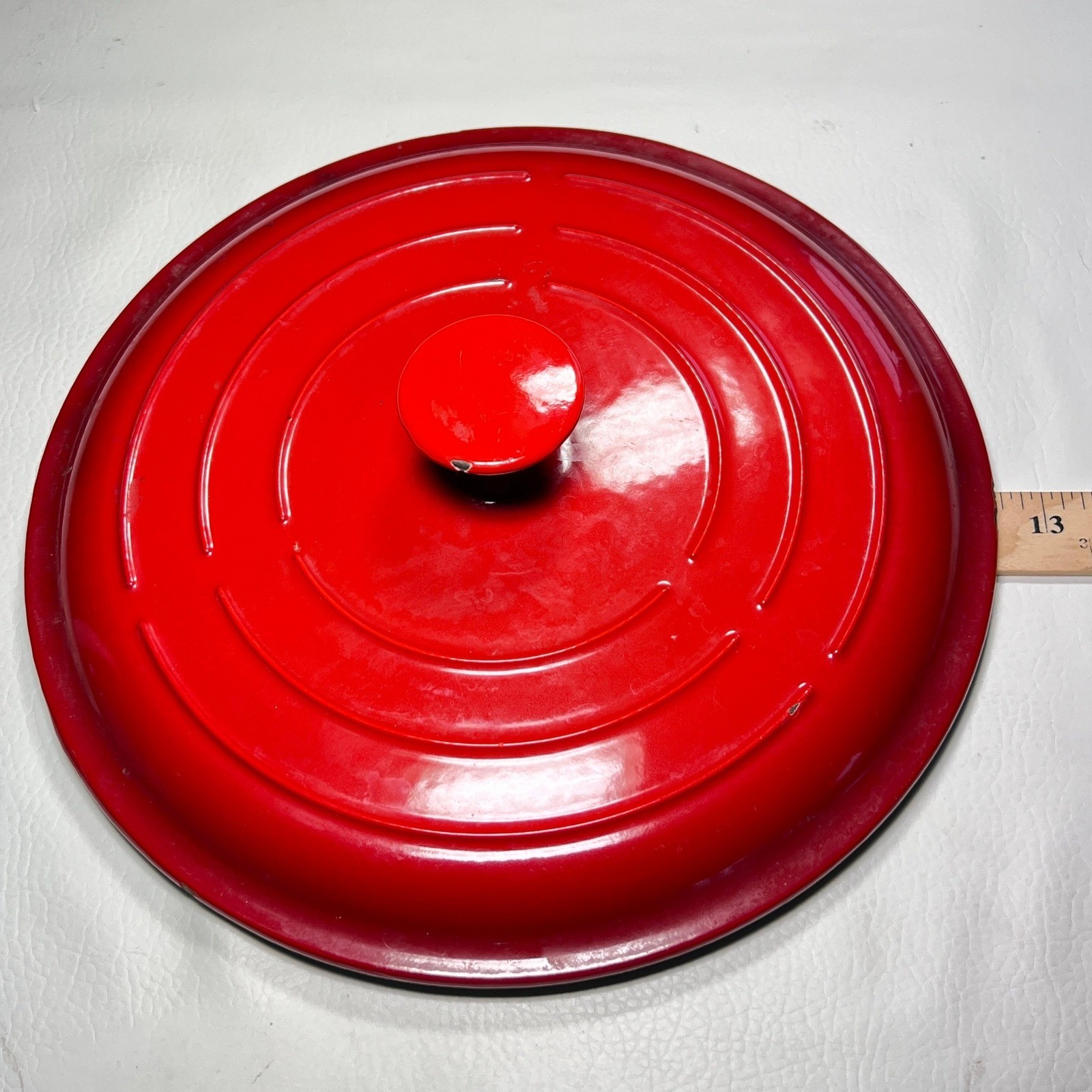 Dutch Oven Replacement Lid Red Enameled Cast Iron 12.5 inch Round Knob Heavy
