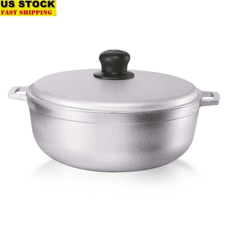 3.7Qt Cast Aluminum Caldero Oven Safe Cooking Pot W/ Lid Handles Steam Vent New