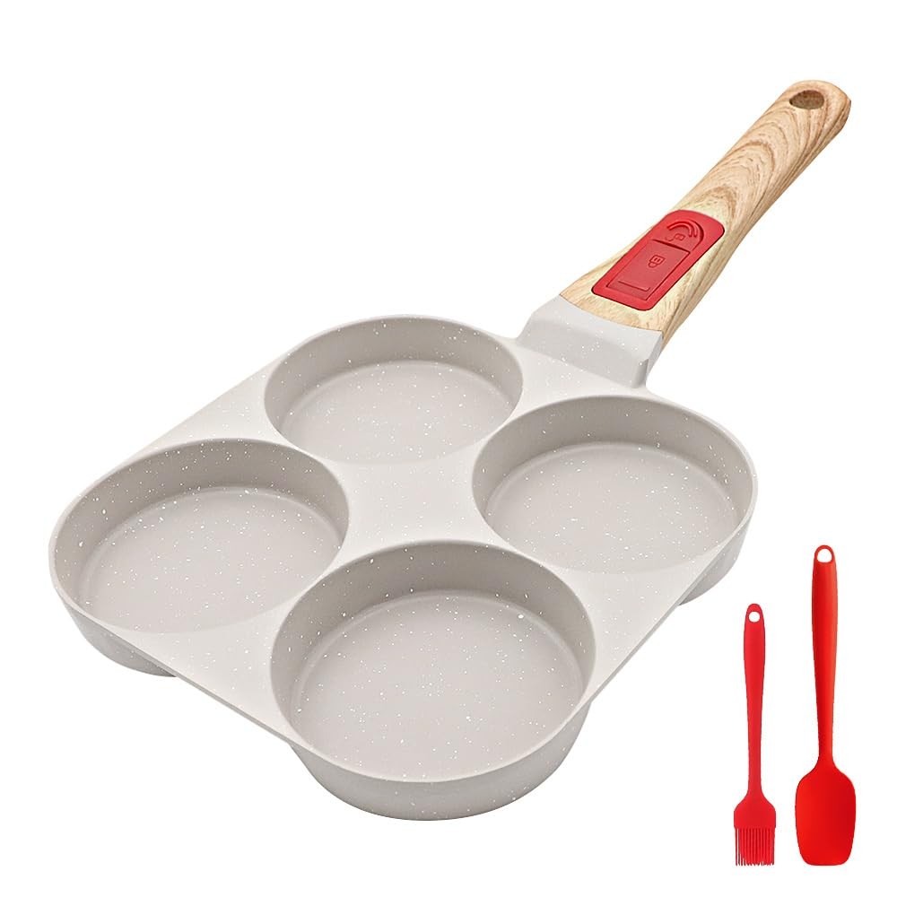 Egg Pan Induction, Non Stick 4 Cup Pancake Pan with Detachable Handle Burger …