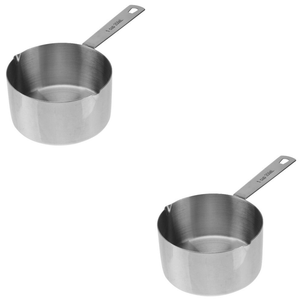 2Pcs Sauce Pan Kitchen Measuring Pot Stainless Steel Saucepan Cooking Tool