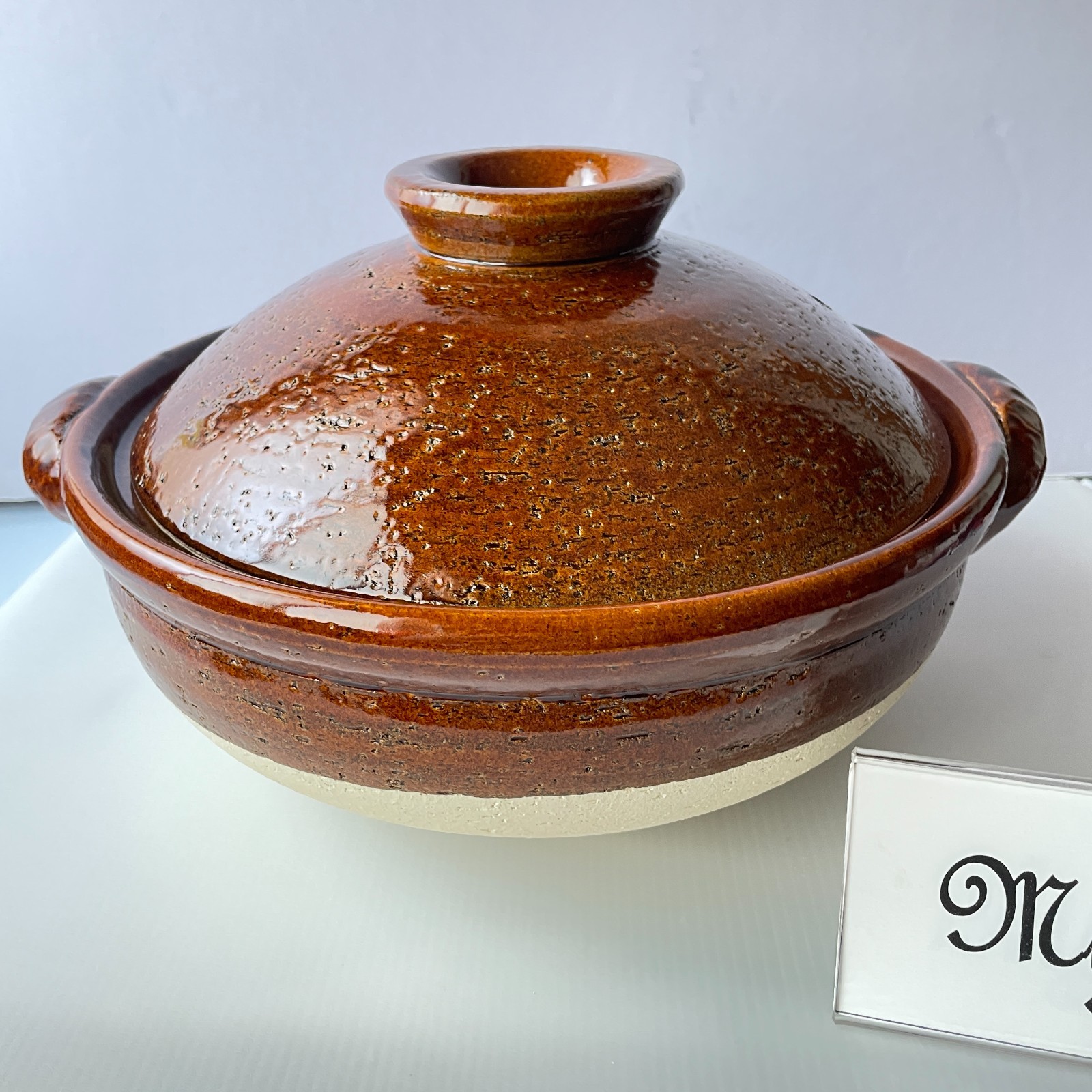 Japanese DONABE Earthen Clay Pot Old-IGA Ware AME Blown Glazed Pottery Casserole