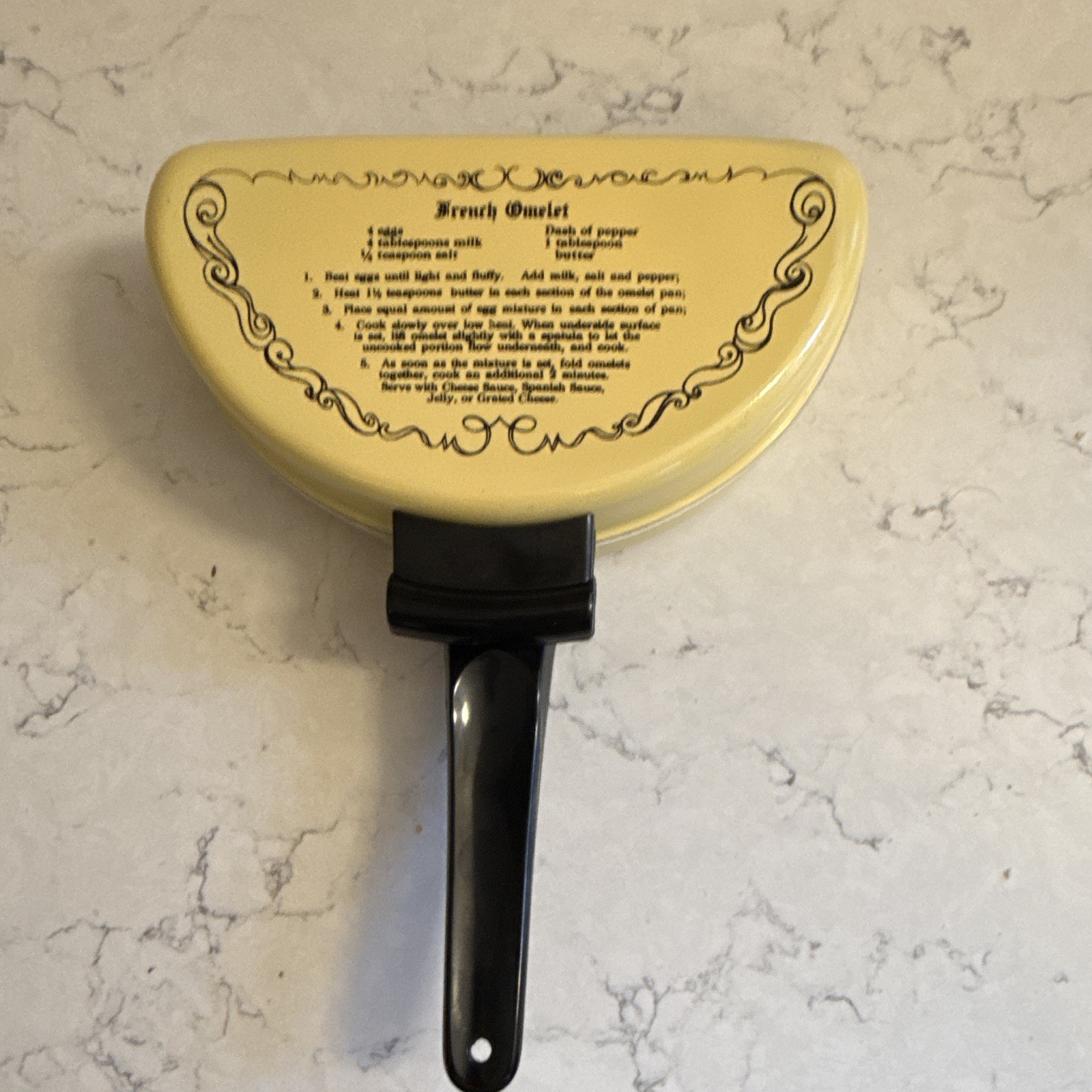 Vintage 1970’a Mirror Hinged Double Omelet Pan w/2 recipes
