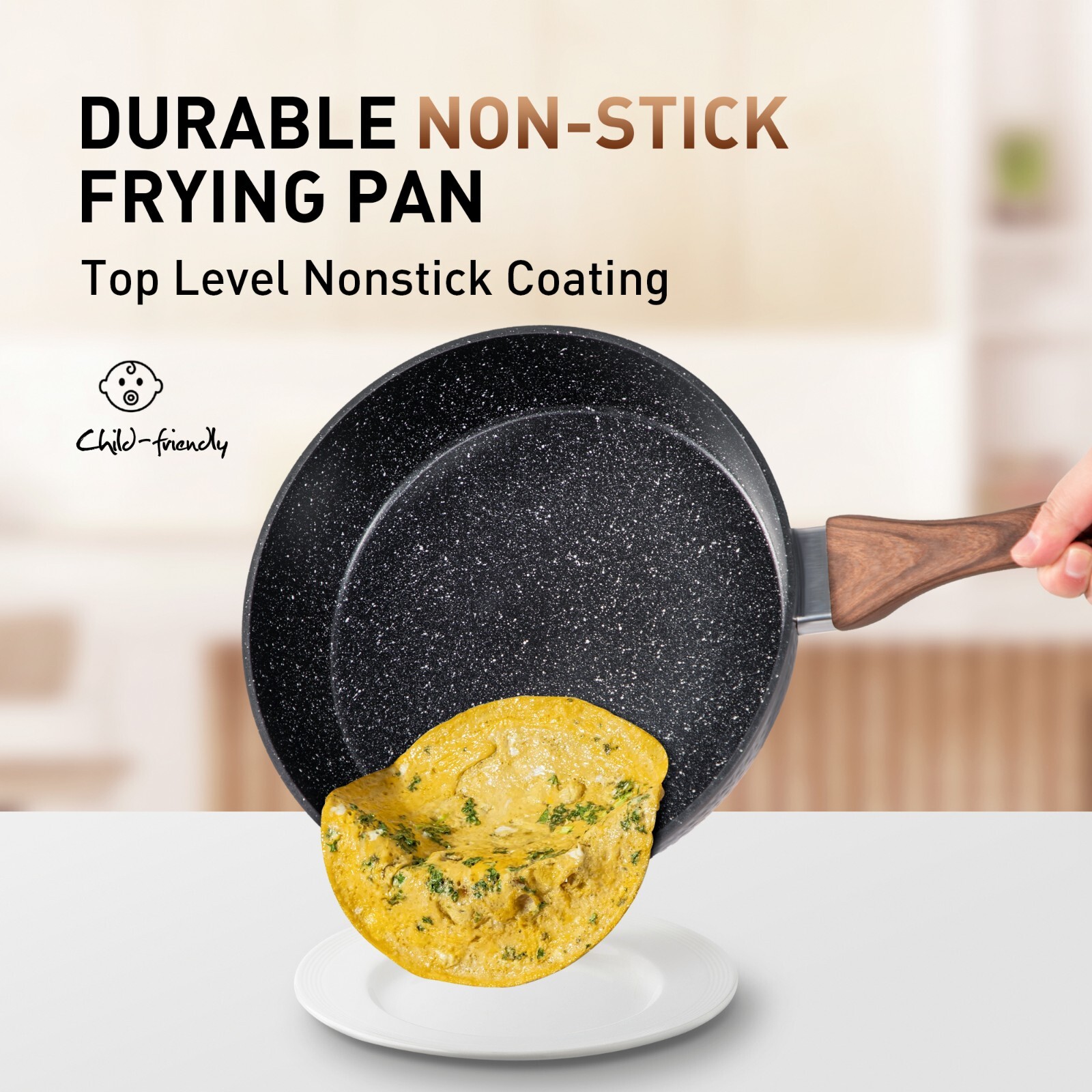12 Pieces Induction Pots and Pans Set Nonstick Granite Stone Coated Cookware Set