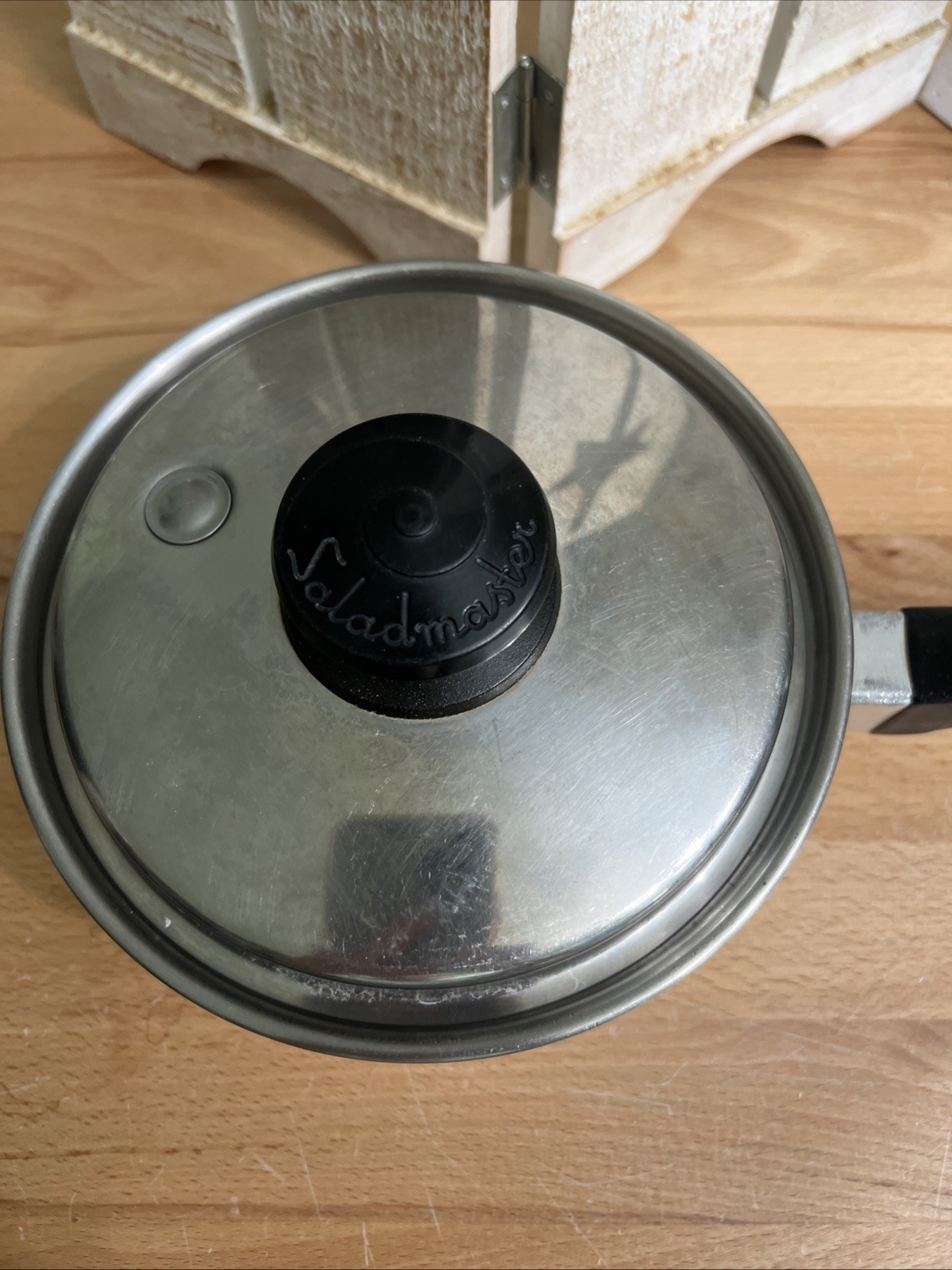 (#390) Saladmaster 6 3/4″x 3″ Pot Pan T304S w/ Vented Vapo Lid 1 Quart