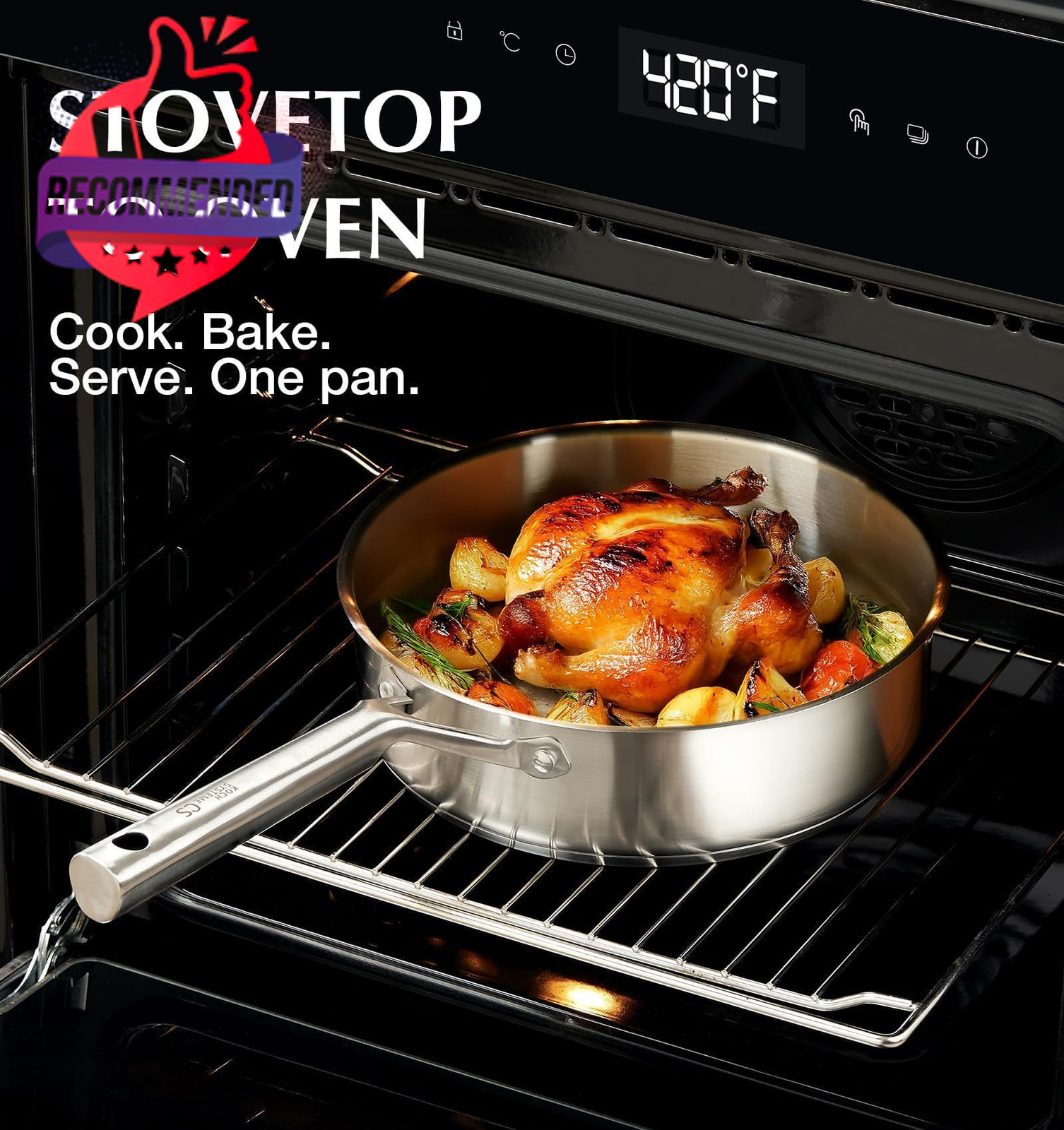 Stainless Steel Cookware Set 17 Piece, Professional 18/10 Stianless Steel Pots