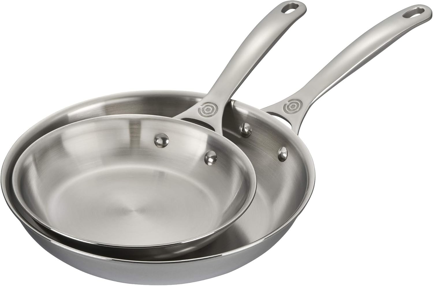 Le Creuset Tri-Ply Stainless Steel 2 pc. Fry Pan Set, (8″ Fry Pan & 10″ Fry Pan)