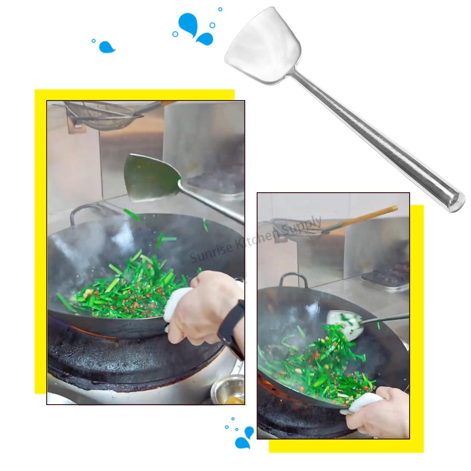 All Stainless Steel Wok Shovel #3 Professional Asian Kitchen Utensil Cooking