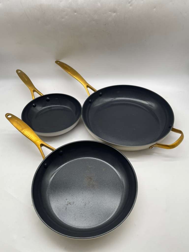 GreenPan Jewel Pro Hard Anodized Ceramic Nonstick 3-Piece Fry Pan Set- USED