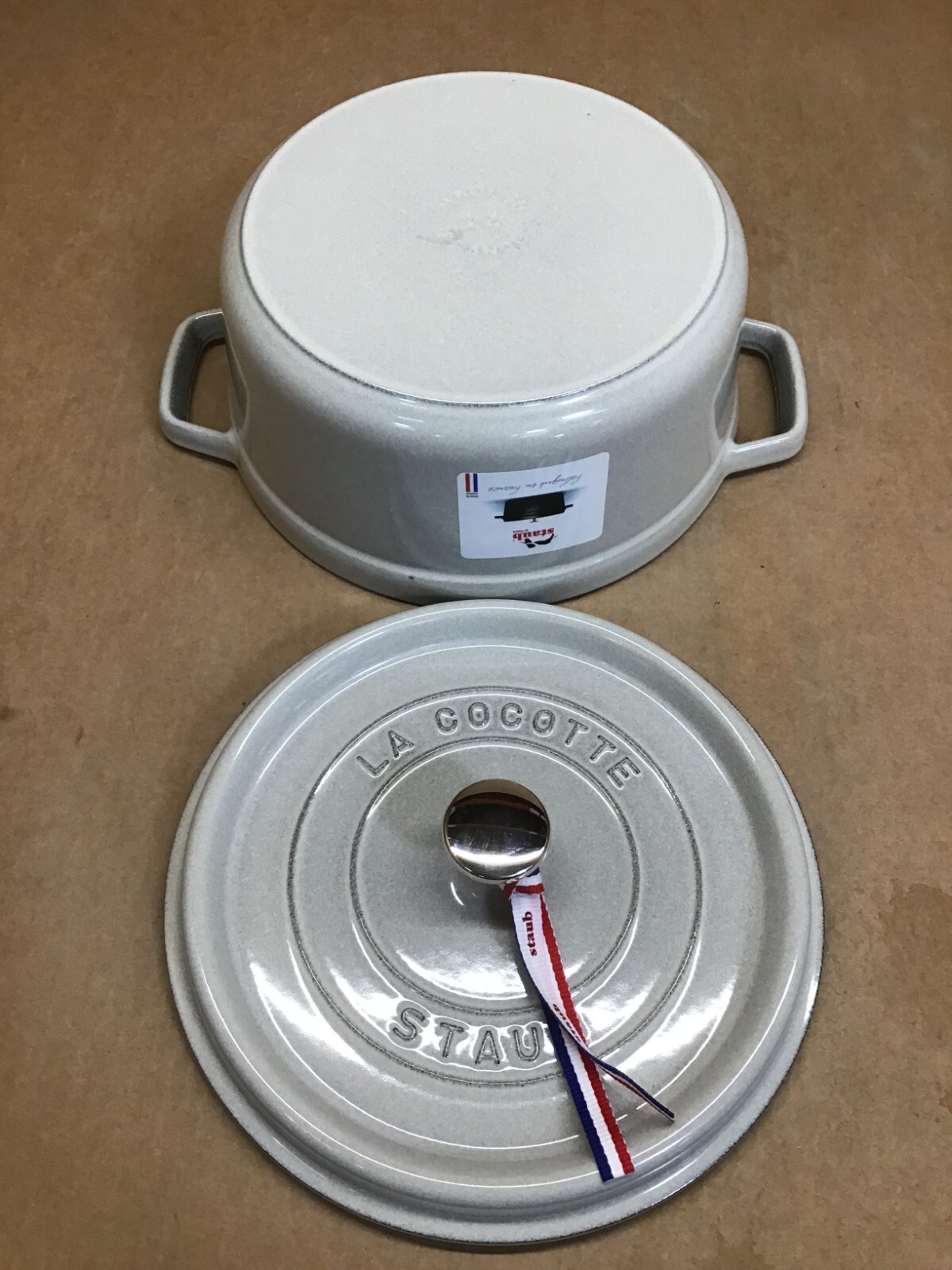 Staub Cast Iron 4-qt Round Cocotte – White Truffle