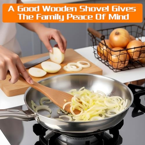 Wood Spatula for Cooking – 13 Inch Uncoated Beech Wood Spatula – Non Scratch
