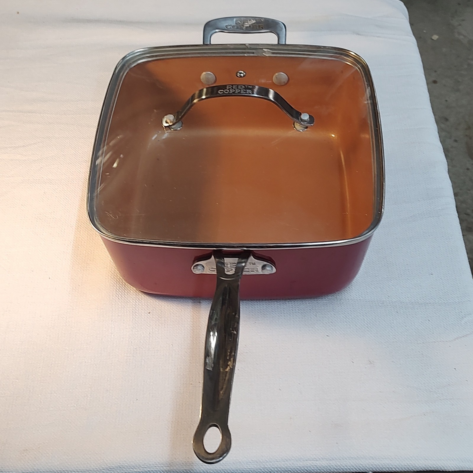 Copper Chef 9.5 x 4 inch deep non toxic Square Frying Pan Skillet used