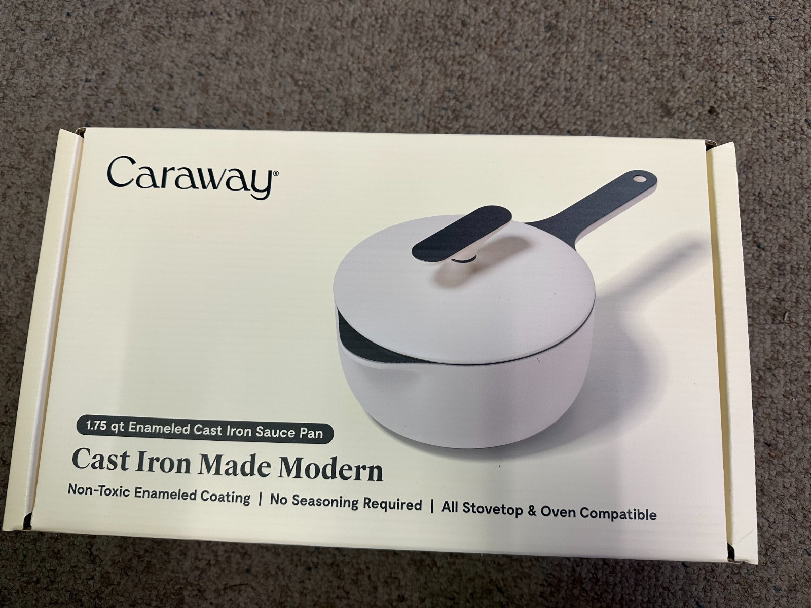 Caraway Home Enameled Cast Iron Mini Sauce Pan Cream