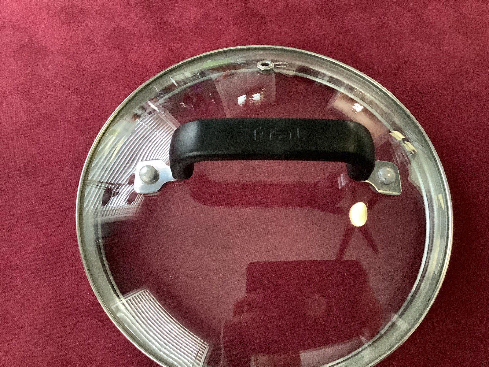 T Fal Vented Glass Lid Replacement S.Steel Rim 7 5/8” Outter 7” Inner