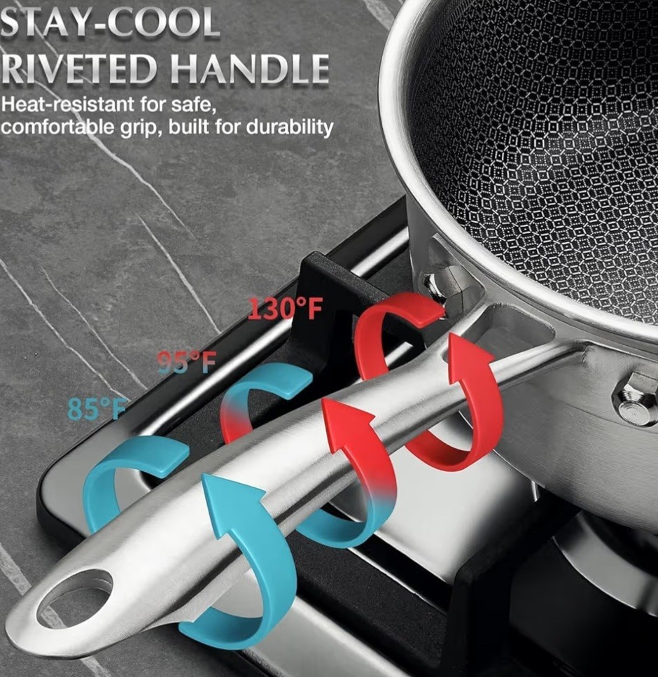KOCH SYSTEME CS Hybrid Nonstick Stainless Steel Sauce Pan 3QT Tri-ply Silver