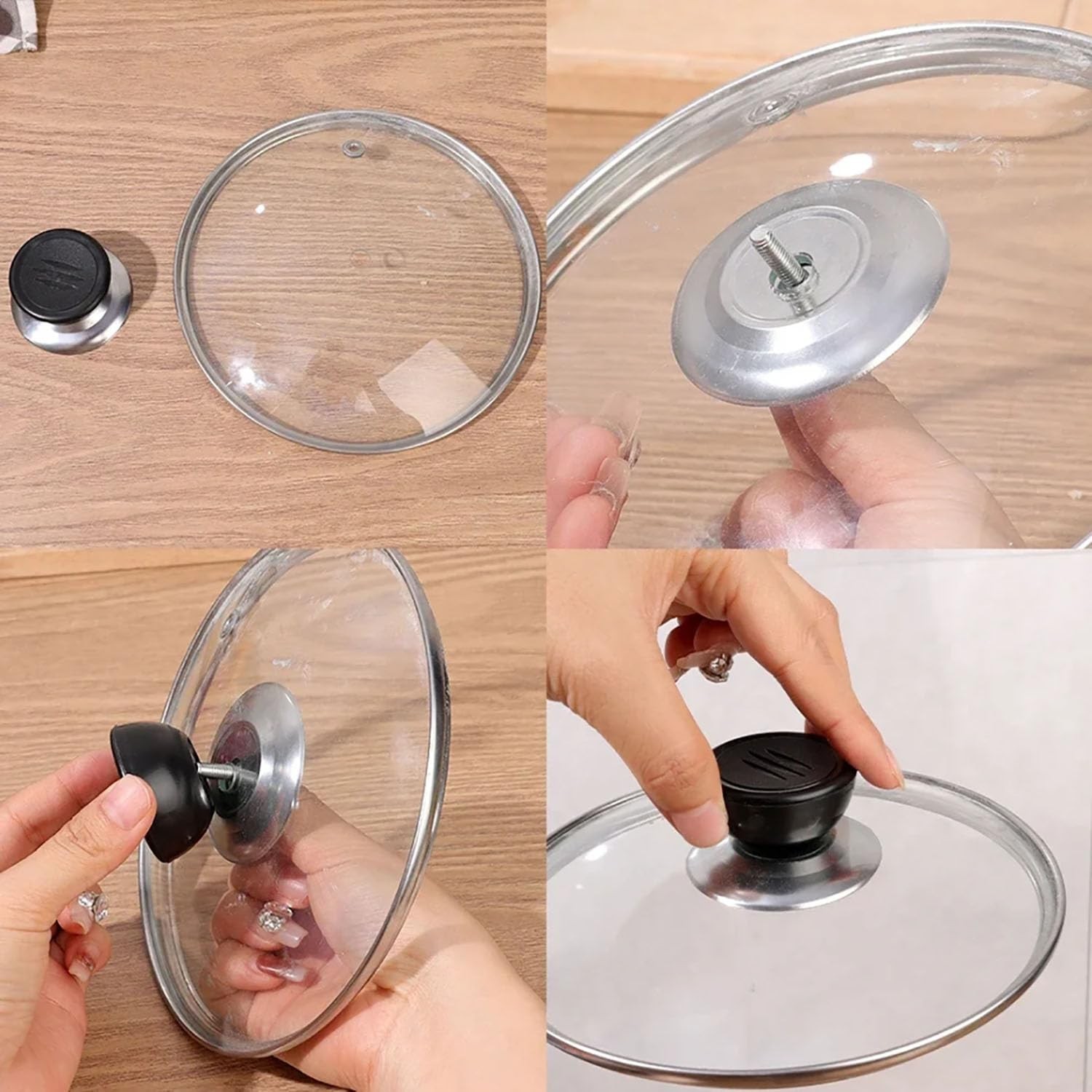 Pot Handles ReplacementPot Lid Top Knob Black 40 * 40 * 25mm/1.57 * 1.57 * 0….