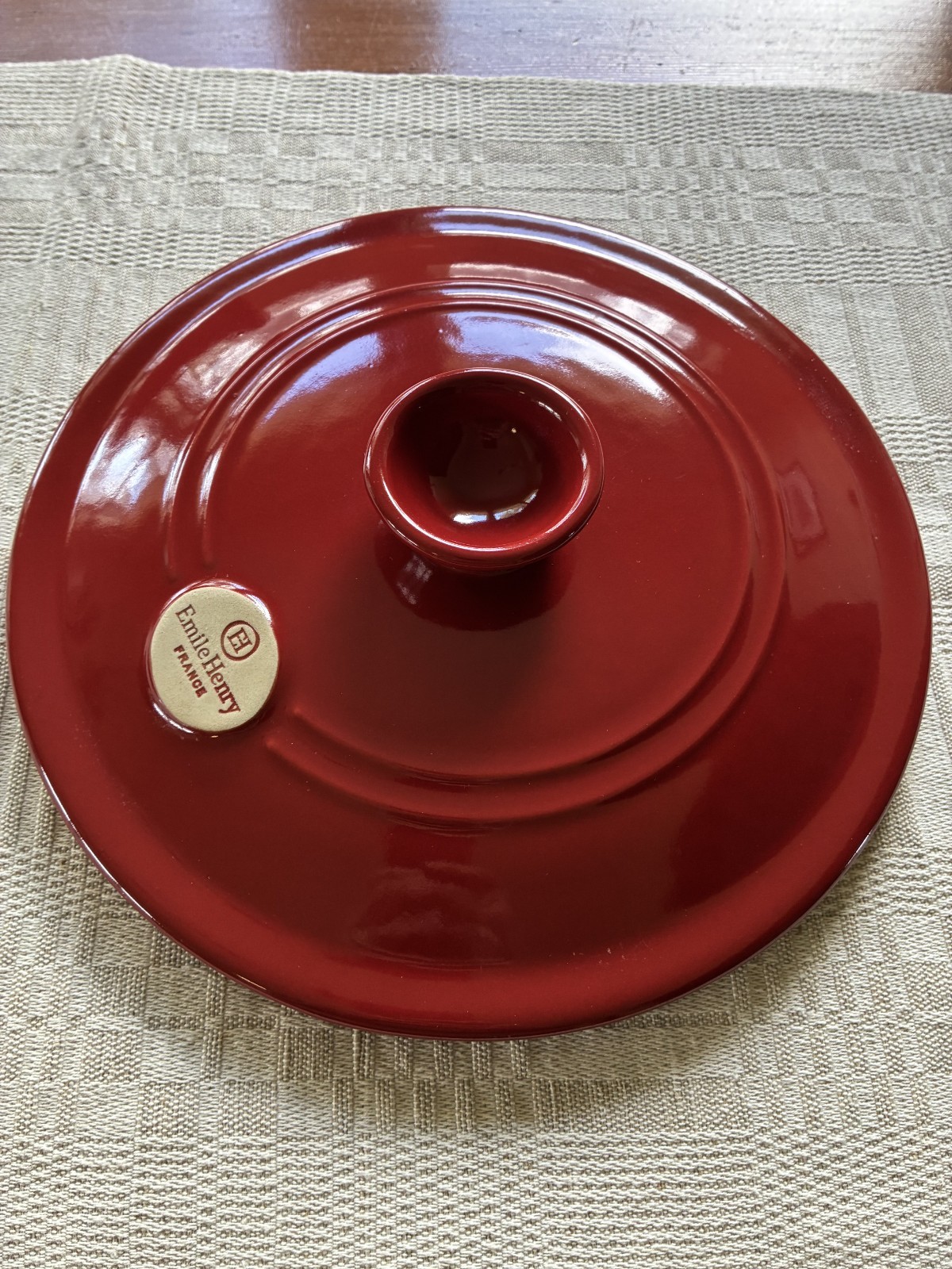 Emile Henry Flame Ceramic 4.2 quart, 10.2-inch diameter Red Dutch Oven Lid Only