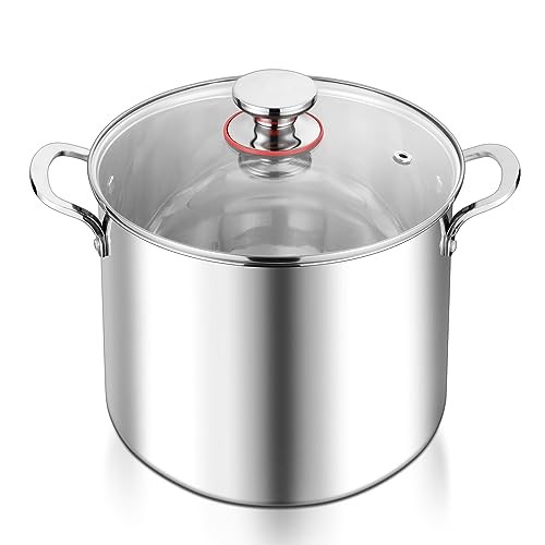 12-Quart Stock Pot, 18/10 Stainless Steel Stockpot with Lid for 12 Quarts