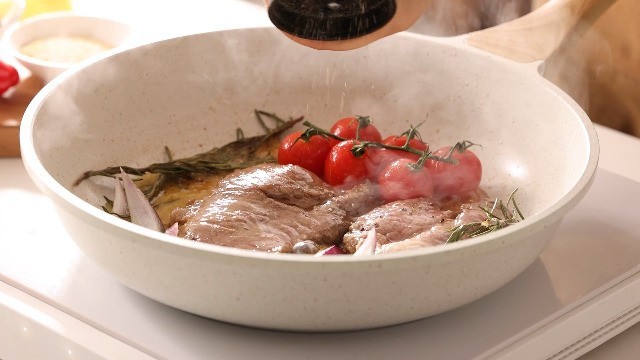 10″ Nonstick Ceramic Frying Pan with Lid, Induction Compatible, Healthy & Safe C