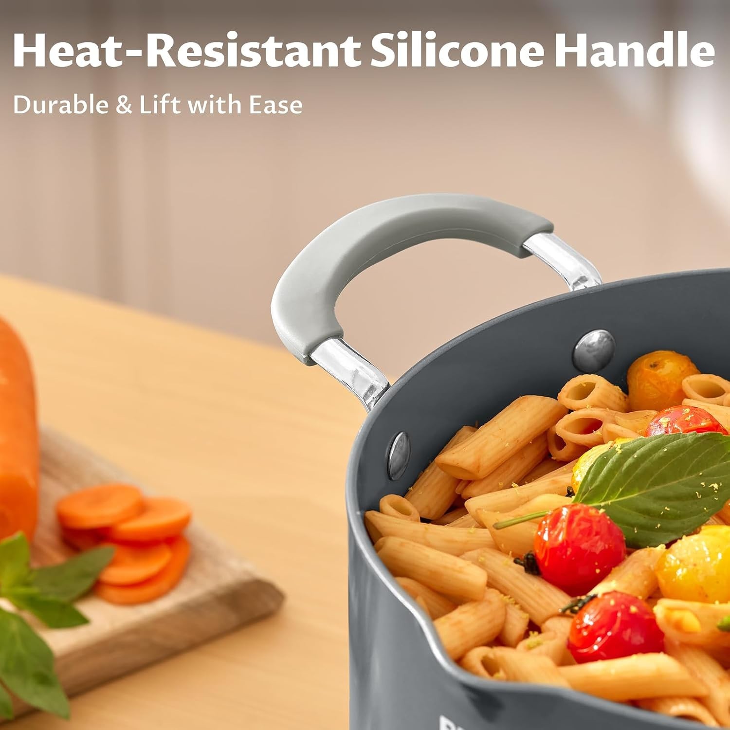 6 Quart Ceramic Non Stick Stock Pot with Strainer Lid & Pour Spout | PFAS-Fre…