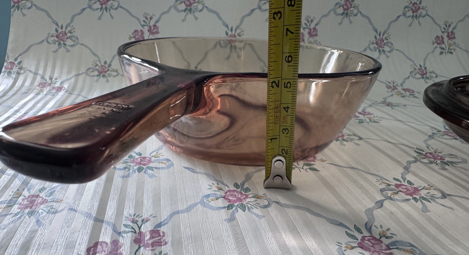 Vtg Visionware Skillet Corning Amber 5.5″ Fry Pan w/ Pyrex Lid USA